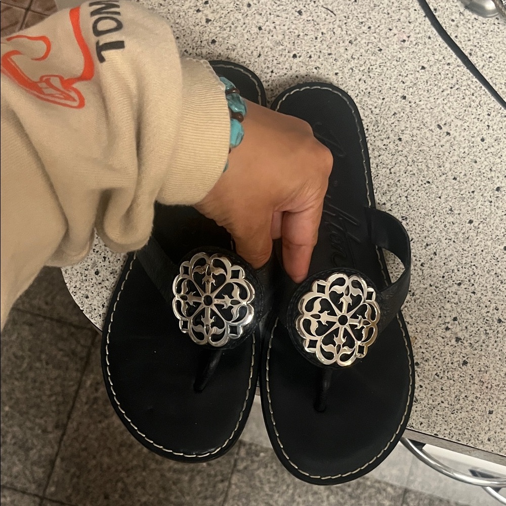 Brighton Navy Alice Sandals with Silver Detailing